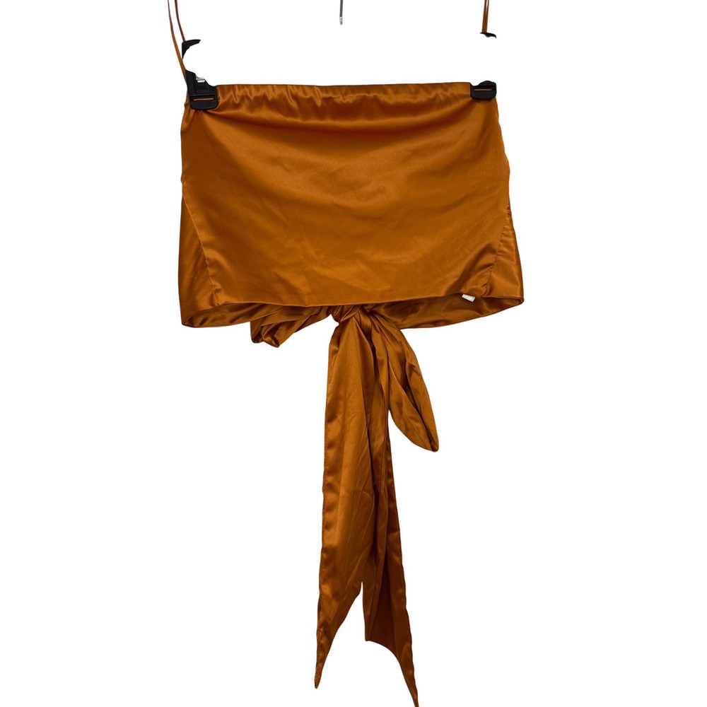NWT Free People Tube Top Size XS Orange NEW Satin Tie Front Strapless